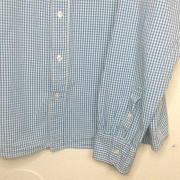 PD&C blue white check button up long sleeve shirt 2X xxl - Picture 6 of 11
